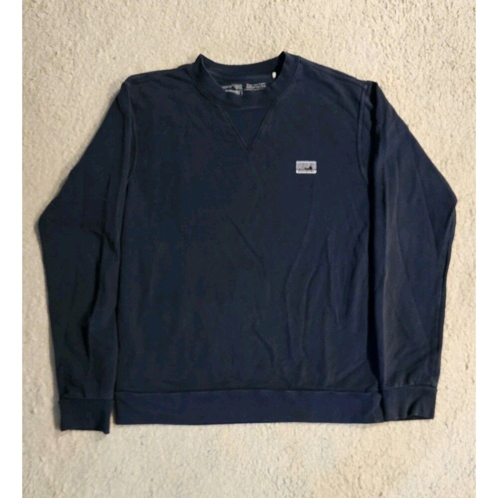 Patagonia Mens M 100% Organic Cotton Navy Blue Crewneck Sweatshirt Fitz Roy Logo